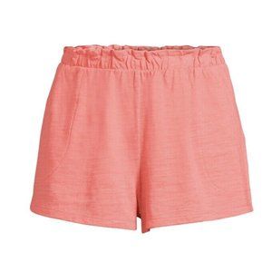 Walmart Treasure Women's Pull-up sleep shorts orange Coral Cluster Pockets NWT